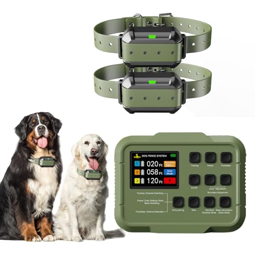 2025 Upgraded Wireless-Electric Fence System, Dog Training,Forbidden Zone, Dog Perimeter Collar Wireless Fence Covering Up to 5.6 Acre (2 Dogs)
