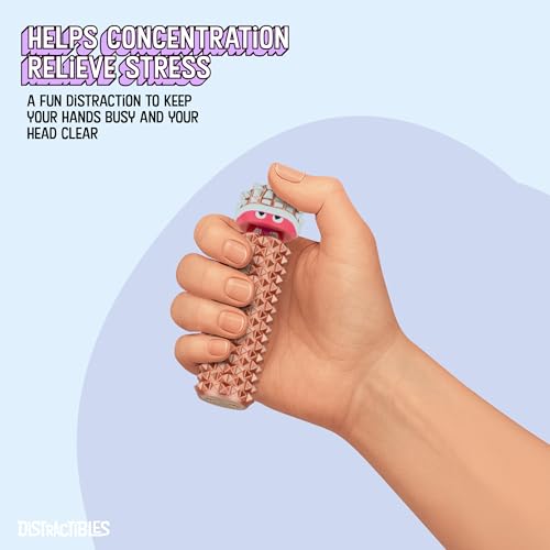 Image of Distractibles Shelly - Sensory Fidget Clicker, Textured Pain Stim Device, Stress Relief for Focus and Concentration (Neon Rose)