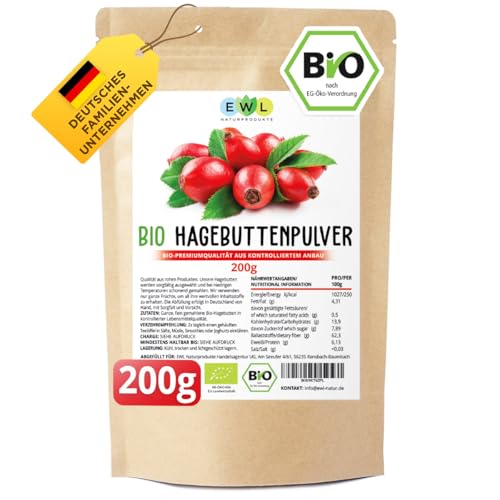 EWL BIO Hagebuttenpulver 200g | Rohkostqualität | ganze Früchte gemahlen