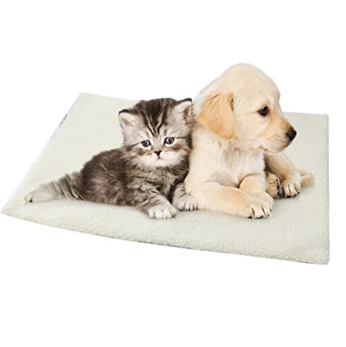 EN AyuL Cojín para mascotas, cojín cálido para cama para perros, camas para gatos, 60 x 45 cm, tamaño mediano y pequeño, tapete suave de invierno cálido para perros (2 unidades-60 x 45 cm, beige)