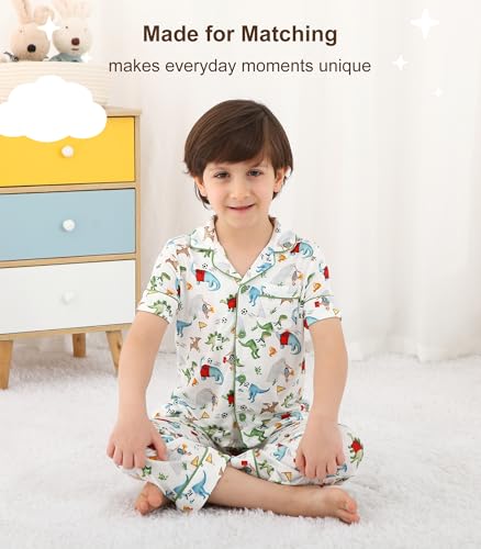 Image of Toddler Boys Girls Clothes Set Viscose from Bamboo Home Outfit Button Down Top Clothing Sets Soft with Pockets 2-5T