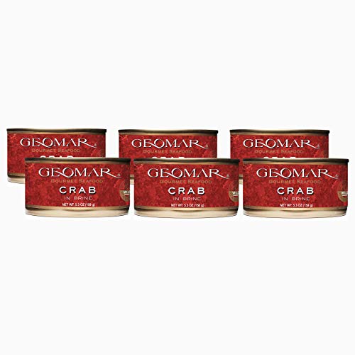 Crab in Brine By GEOMAR – 5.3 Ounce Canned Meat – Ready to Eat High Protein Sustainable Food – No Gluten – Directly from Chilean Patagonia – All Natural and Fresh Safely Preserved – Pack of 6