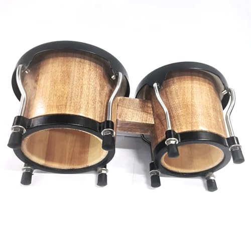 Image of Softline Pro SP-BNG Bongo Drum Set with Tuning Wrench Professional Wooden Percussion Instrument for Beginner Adults Kids (Natural Skin) (Tobacco)