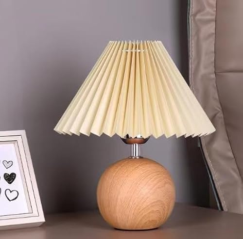 Okelly プリーツ シェードランプ LED ライト 韓国 テーブルライト 北欧 卓上ライト モダン テーブルランプ アンティーク ランプ フロアランプ インテリア 雑貨 間接照明 モダン 読書灯 授乳ライト リビング 寝室 ベッドサイド ハンドメイド おしゃれ ヨーロピアン 木目調