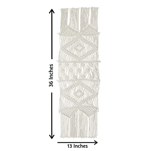 Folkulture Macrame Table Runner For Farmhouse 36 Inches Long, Wedding Table Decor Or Boho Table Runners For Dining Room, Vintage Rustic Bohemian Style Home Decor, 13 X 36 Inches, 100% Cotton #TOP3