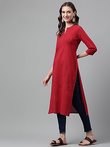 Image of NEEMIYA Striped Solid Kurta Round Nack