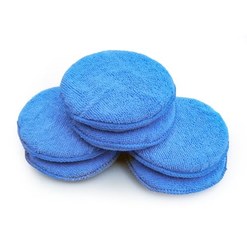 Image of KVAEY 4 PCS Microfiber Wax Applicator Pads, Automotive Foam Applicator Pads with 5 Inch Diameter, Wax Applicator Pads for Car Cleaning and Fine Polishing, Universal Car Accessories (6 PCS)