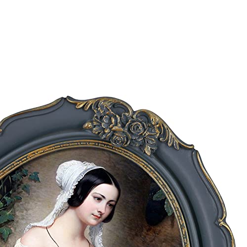 Simon's Shop 8X10 Picture Frame For Wall Oval Frames 10X8 In Blue With Gold Trim, Wedding Decorations #TOP1