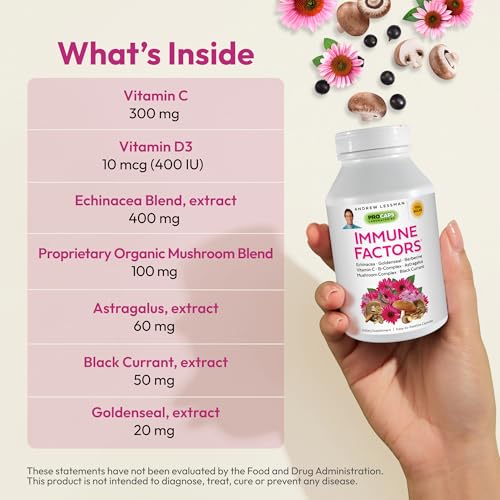 Andrew-Lessman-Immune-Factors-360-Capsules--Echinacea-Goldenseal-Vitamin-C-Astragalus-Berberine-Mushroom-Blend-Black-Currant-Supports-and-Promotes-Immune-System-and-Natural-Defenses
