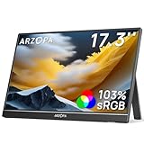 ARZOPA Monitor portátil de 17,3”, monitor para jogos IPS 1080P FHD 103% sRGB Monitor para laptop com suporte embutido Tela externa HDMI USB C para PC Mac Telefone Xbox Switch PS5