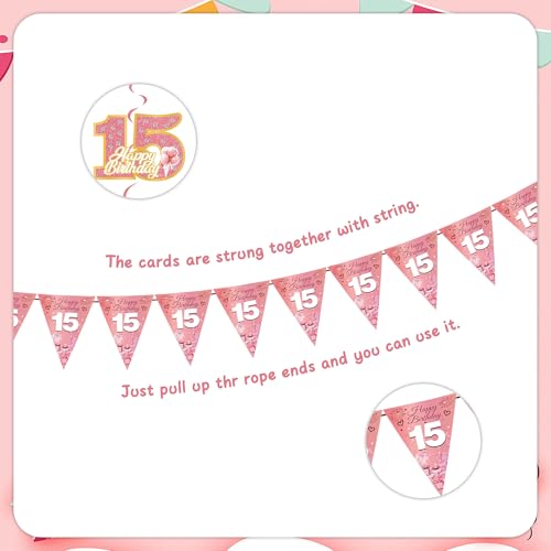 15 Geburtstag MäDchen Deko Set - 29 StüCk Rosegold Glitzer Happy Birthday Geburtstagsdeko Wimpel Tortendeko Mit HintergrüNde Zahl Luftballon Wirbel FüR 15 Jahr Geburtstagsfeier Party Dekoration