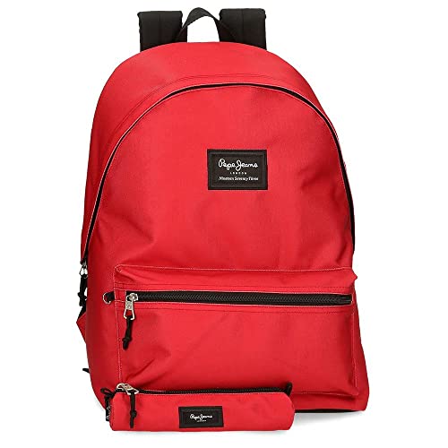 Pepe Jeans Aris Mochila para Portátil y Estuche Escolar 15,6' Rojo 31x44x17,5 cms Poliéster 30,01L