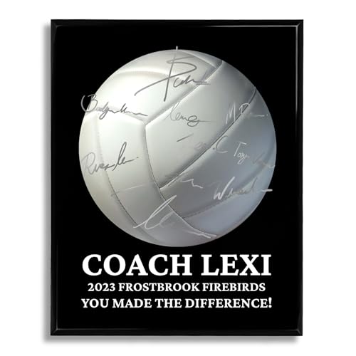 Custom Volleyball Coach Gift - Add Team Signatures - Signable Personalized Coach Plaque - Thank You Coach Gifts Trophy Plaque for Appreciation - Coaches Gifts Men/Women - UV Printed on 9