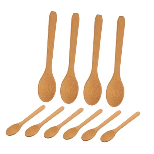 EPIGEIST 10個 木製調味料スプーン 滑らかで傷きにくい丸頭 な竹素材使用 蜂蜜 ジャム 塩用 キッチンやテーブルに温かみを添える実用的な小型
