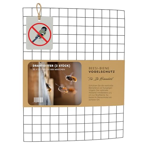 Drahtgitter für Insektenhotel 33x22,8cm I 19mm Maschenweite I Schutzgitter für Wildbienen I Metallgitter Bienenhotel I Vogelschutz Insektenhotel (Silber, 4 Stück)