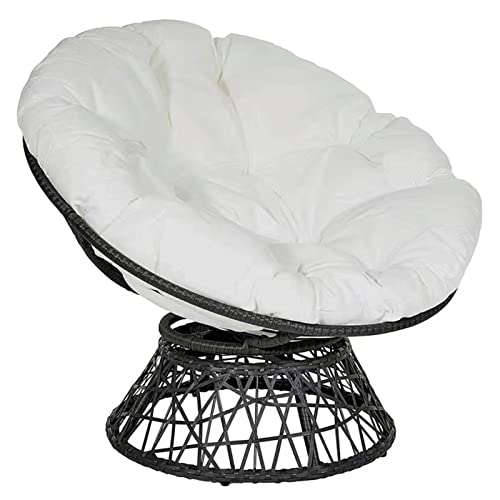 Awoyep Silla Ergonómica Papasan de Mimbre con Cojín de Tela Suave y Gruesa Marco de Acero...