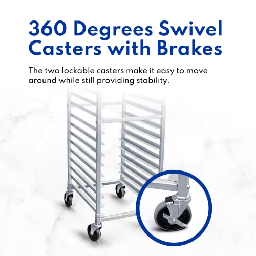 New Star Foodservice 36527 Commercial-Grade Aluminum 20-Tier Sheet Pan/Bun Pan Rack, 26" L X 20" W X 69" H With Brake Wheels #TOP7