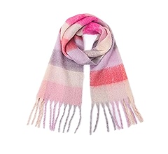 Yatemiole Women's Cashmere Big Coloured Checked Scarf Winter