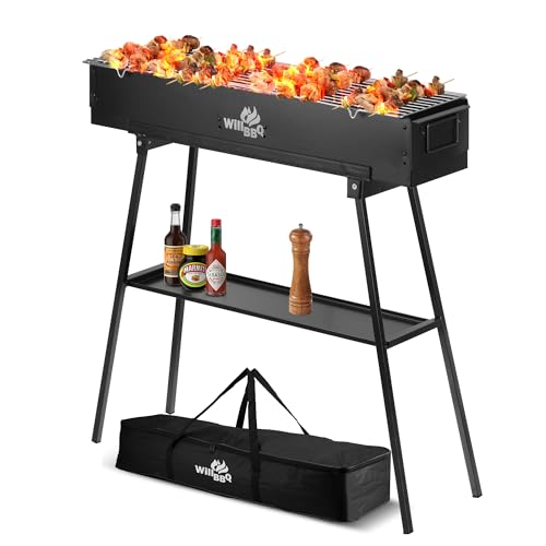 WILLBBQ Commercial Quality Portable Charcoal Grills and Grill Storage Bag(31.6x7.1x5.1 inch),BLACK