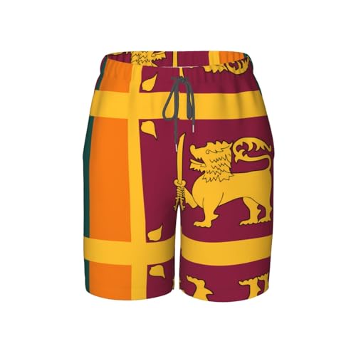 Sri Lanka Flag Youth Beach Pants, Soft and Breathable, with Drawstring Waist, Suitable for Sports and Leisure.