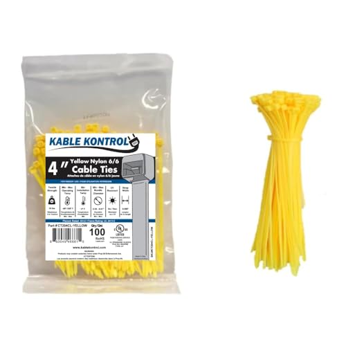 Image of 4 inch Color Cable Ties, 18 lb. Test, (100 Pack - All One Color) (Yellow)