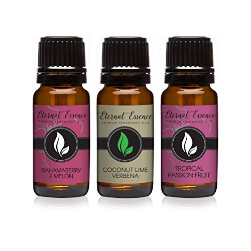 Image of Eternal Essence Oils - Trio (3) - Tropical Passion Fruit, Bahama Berry & Melon & Coconut Lime Verbena - Premium Fragrance Oil - 10ML