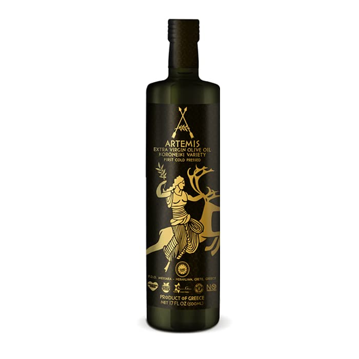 Artemis, Greek Premium Extra Virgin Olive Oil (EVOO), First Cold Pressed Koroneiki Variety Olives, P.D.O Messara Crete, Greece, Kosher, Non-GMO, Gluten Free,17 FL oz | 500 ML,