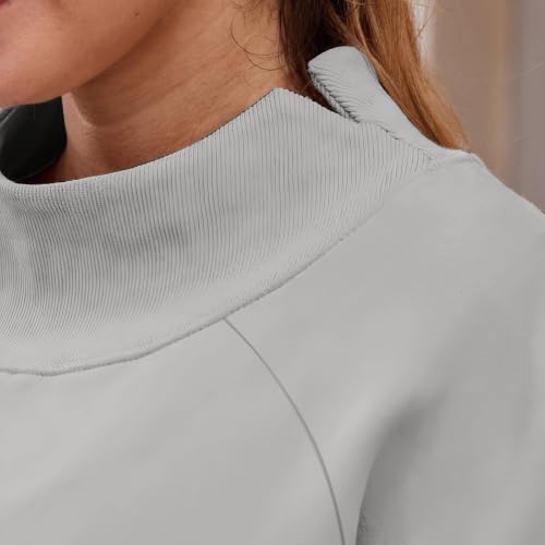 Oversized Mock Neck Sweatshirt Women Long Sleeve Pullover Tops Ashy S - image 4