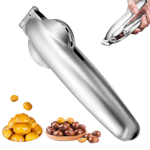 KOMEIYL Pinzas para Cortar Castañas, Cortador de Castañas Acero Inoxidable, Pinzas Castañas y Nueces, 2 en 1 Sujetar Castañas, Aplica Descascarillado Rápido Nueces, Avellanas Almendras