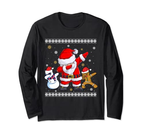 De Noel Homme Dab Pere Noel Hip-Hop Cool Manche Longue