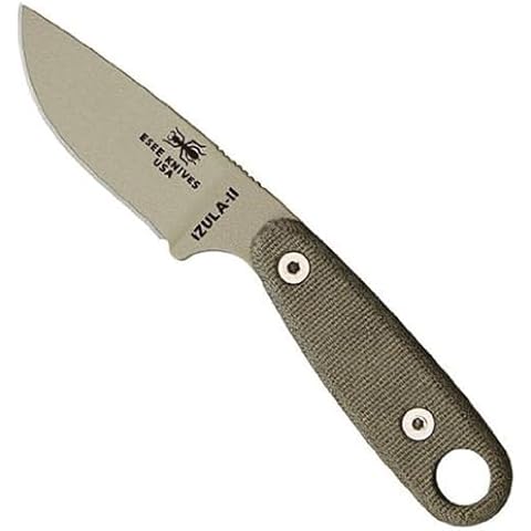 ESEE Knives Izula-II Fixed Blade Knife, Micarta Handle, Molded Sheath, Clip Plate (Desert Tan) Cover