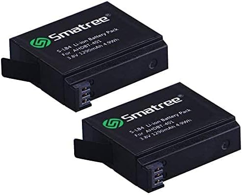 Smatree 1290mAh Replacement Battery (2-Pack) for AHDBT-401 GoPro HERO4 Black/Silver (Only for GoPro HERO4)