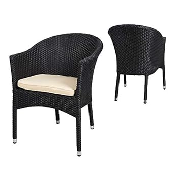 Alternative view of TRY & DO Patio Rattan Dining Chair, Outdoor PE Wicker Chair with Removable Soft Sponge Cushion, All-Weather Armchair with Armrest and Sturdy Steel Frame for Outside Indoor Use, Black, 1 Pack