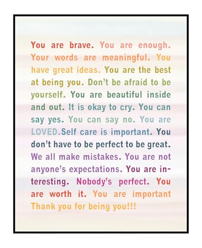 Posterizer 1 pcs - Thank You For Being You - You Are Enough - Motivational & Inspirational Art - Decor for Home & Office - 08x10 unframed wall art