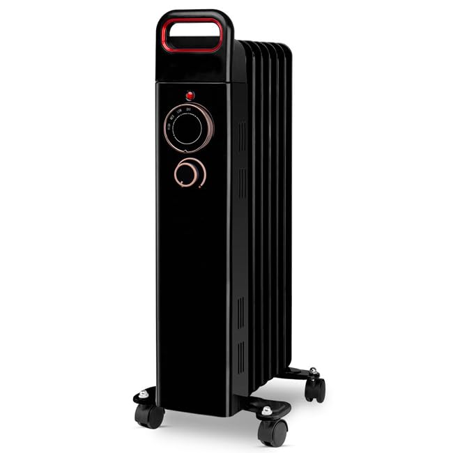 Radiador de aceite 7 elementos 1500W RUN1500, Termostato regulable, negro