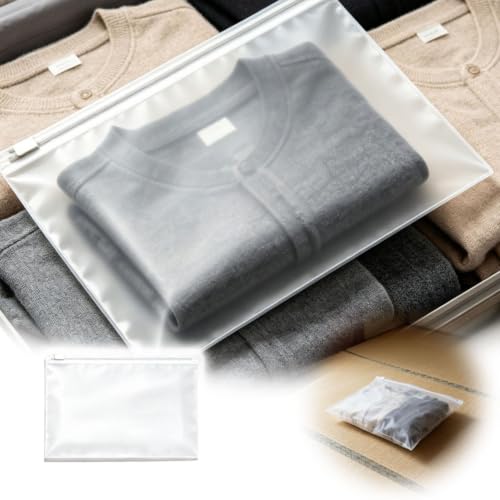 Clothes Storage Bags with Zipper, 17-50cm Frosted Transparent Travel Clothes Storage Organizer for Bedroom Closet (Clear 1) - image 3