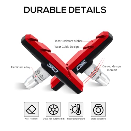 2 Pairs Bicycle V-Brake Pads, Bike 70mm V Brake Blocks Set, 55mm-Black - Picture 11 of 30
