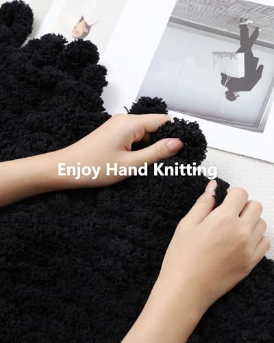 Image of Cozyful Chunky Yarn for Hand Knitting, #9 Thick Jumbo Big Chunky Yarn for Crocheting, Super Chunky Knit Blanket Yarns, Large Chunky Chenille Yarns, 8 Pack (30 yds 8 oz Each Skein), Black