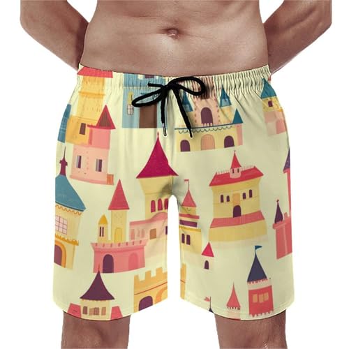 Magic Kingdom Castles Men's Swim Trunks Quick Dry Board Shorts Hawaiian Beach Shorts With Pocket