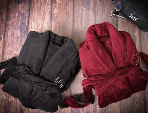 Personalized Bathrobe Custom Birthday Gift Cozy Fleece Bathrobe Men's Exclusive Monogrammed Gift3