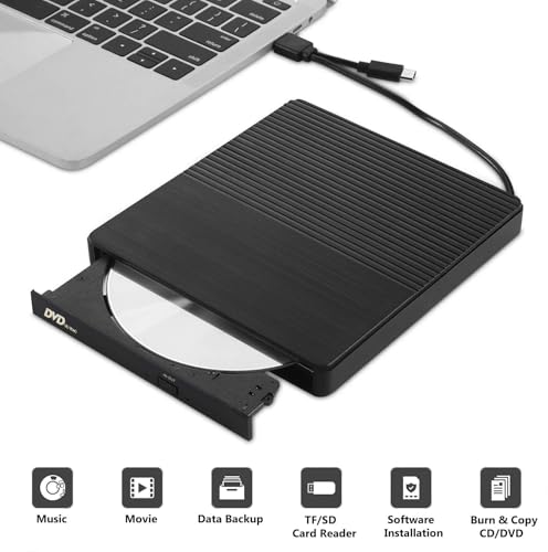 Unidad externa CD DVD USB 3.0 y Type-C con ranuras SD/TF miniatura 3
