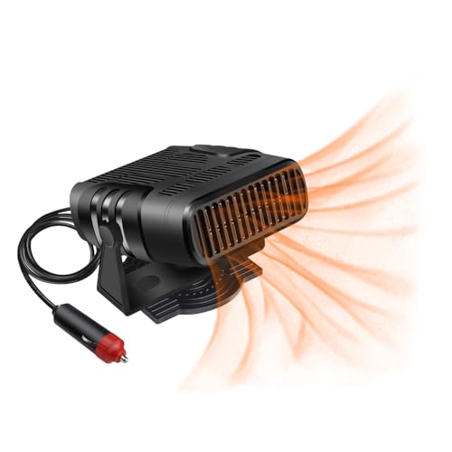 Gntodebj Chauffage de Voiture 4 en 1, Puissant 12V Dégivreur de Voiture à Chauffage Instantané avec Rotation 360° et Réglage 90° Haut Bas pour Toutes Les Voitures