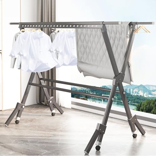 Étendoir à linge pliable robuste contre le vent séchoir rétractable intérieur 2,5m