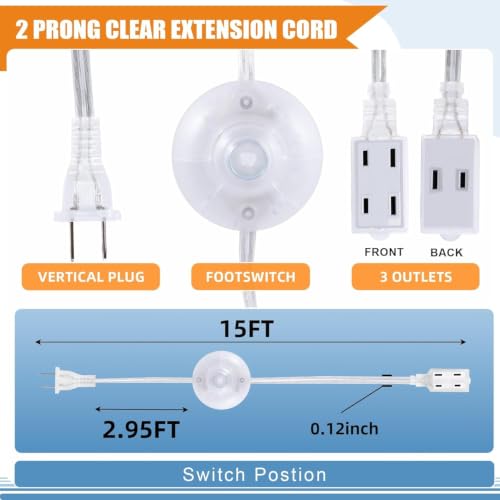 NFAMRZCAR 1 Pack Clear Extension Cord with Foot Switch UL Certified by NFAMRZCAR - Used condition - Image 2