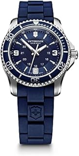 Victorinox Damen-Uhr Maverick Small, Damen-Armbanduhr, analog, Quarz, Wasserdicht bis 100 m, Gehäuse-Ø 34 mm, Armband 18 mm, 55 g, Blau