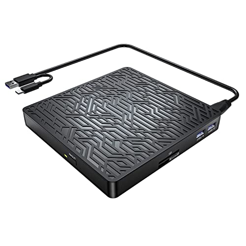Lecteur DVD externe USB 3.0 et Type-C polyvalent avec graveur CD portable pour PC