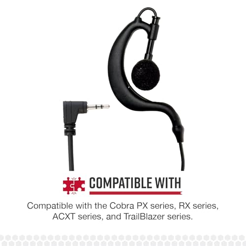 Image of Cobra 2.5mm C-Style in-Ear Headset with Foam Earpiece - Comfortable Noise-Isolating Communication Earpiece for Two-Way Radios with Soft Foam Tip