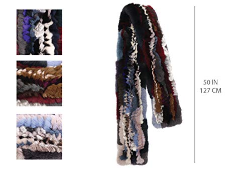 Surell 50" Long Rex Rabbit Pull-Through Scarf - Womens Neck Trim Scarf - Winter Collar Wrap (Multi) #TOP7