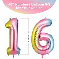 OFFCUP Farbverlauf Zahl Luftballoon, Riesige Folienballon Zahl 16 – Ansicht 2