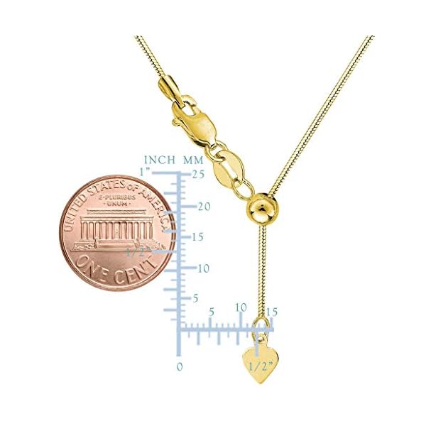 14k SOLID Yellow or White Gold 0.85MM Adjustable Octagonal Snake Chain Necklace For Pendants And Charms (Adjustable Upto 22") Jewelry For Women - Image 3